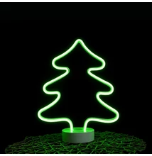 Fenyőfa neonfényű ablakdísz